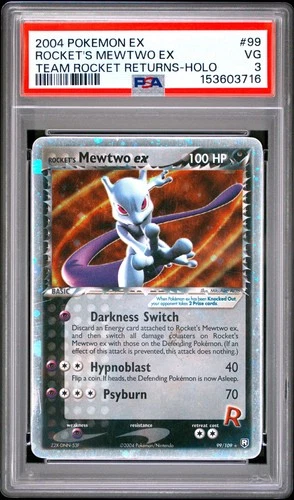 2004 POKEMON EX TEAM ROCKET RETURNS #99 ROCKET'S MEWTWO EX-HOLO PSA 3