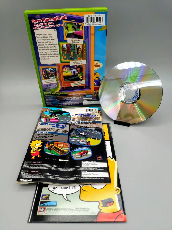 The Simpsons: Hit & Run (Microsoft Xbox, 2003) CIB Tested,With Oversized Manual - Image 2 of 2