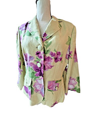 Emma James Linen Blend Floral Cropped Fitted ...