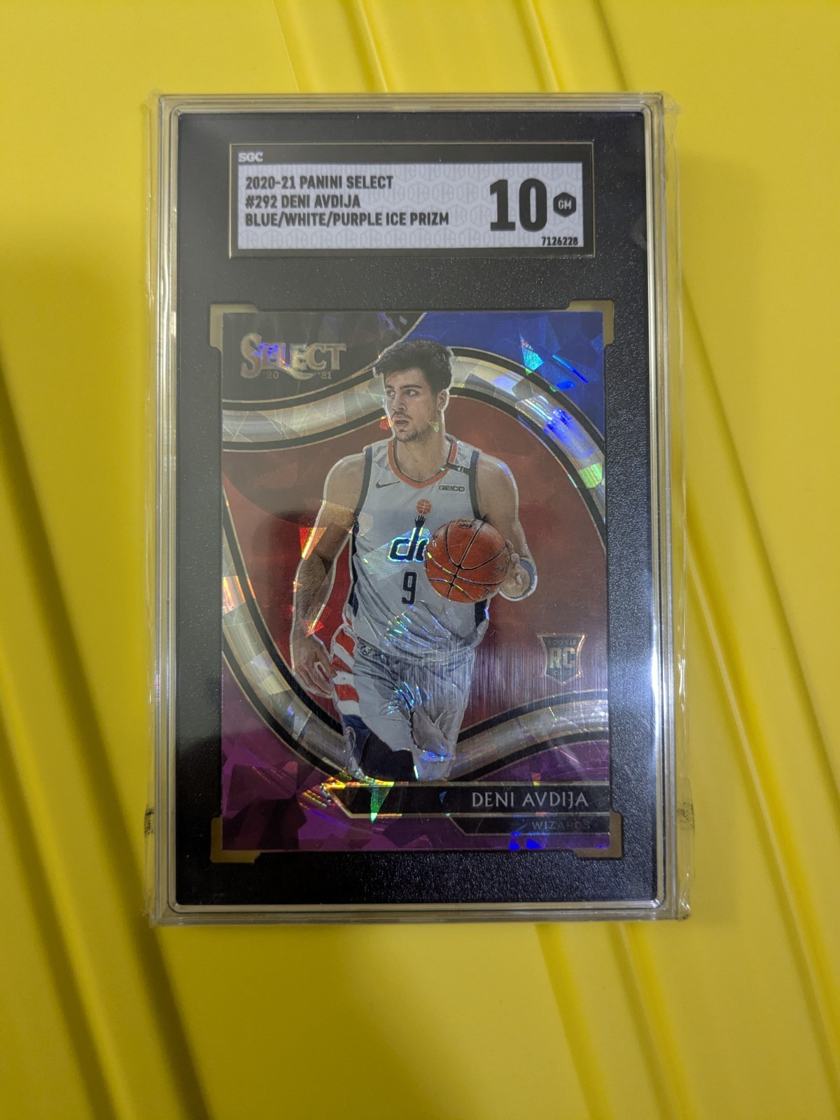 Deni Avdija 2020 Panini Select #292 Blue/White/Purple Cracked Ice SGC 10 RC