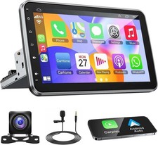 Single 1 DIN Rotatable 10.1" Android 15 Car Stereo Radio GPS Wifi Apple Carplay