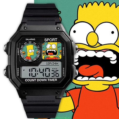 Die Simpsons Wasserdichte Elektronische Uhr Cartoon-Anime-Uhr, Geräuschlos, Mit 