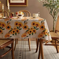 Tablecloth,Orange Floral Table Cloth for Square 60" x 60" Square Sunflower