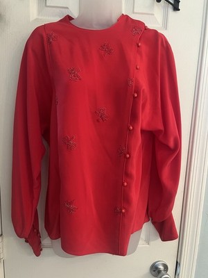 VTG Red Silk Bow Novelty Neil s Marcus Adriana Papal Shirt 6