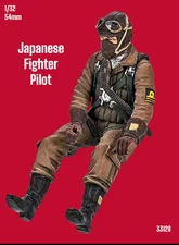 1/32 54mm Resin Figure Japanese Pilot in Cockpit Facing Forward Model Kit #33180