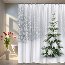 Winter Snowy Tree Shower Curtain - Christmas Decor