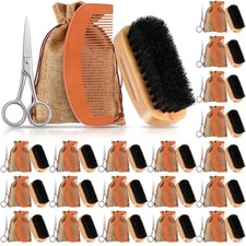 20 Sets Beard Brush and Comb Set for Men, Boar Bristle Brush, Wood Mustache C...