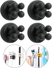 Silicone Toothbrush Holders - 4 Pcs Razor Hooks Adhesive Wall 4 Black