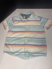 OSHKOSH Niño Pequeño Cuello Manga Corta Pastel Rayas Talla 2T Playa Verano