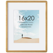 Acovy 16X20 Solid Oak Wood Picture Frame For Wall 16X20 Wood Photo Frame Matted