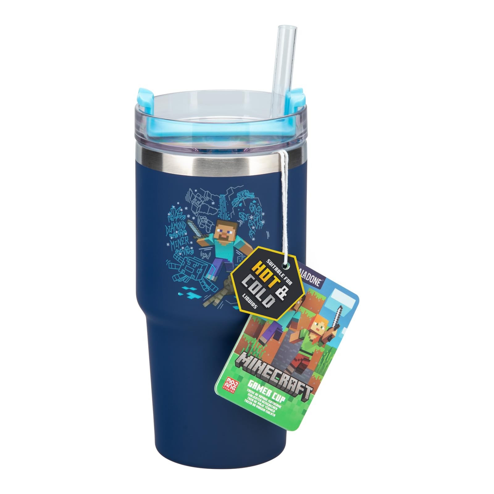 Paladone Minecraft Gamer-Thermobecher mit Trinkhalm wrmegedmmt offiziell liz 8790₽