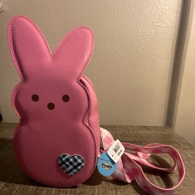 Bath & Body Works Peeps Bunny Mini Backpack Faux Leather Glitter Check Zip