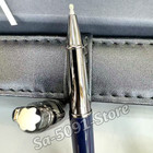 Auction New (MB) Blue Resin Rollerball Pen Silver Cap Luxury Collectible — photo 6