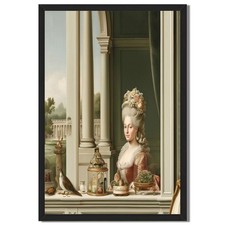 Elegant Lady Portrait Framed Canvas Print Rococo Wall Art