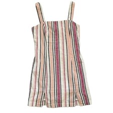 Forever 21 Pink, Black Striped Cami/Strap/Sleeveless Linen Blend Mini Dress S