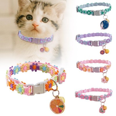 Colorful Lace Flower Collar For Cat Kitten Bell Collar Decorative D8V3