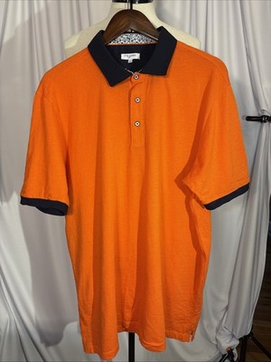 Tom James Men s 2xl Orange Polo With Contrasting Collar And Cuff NWOT 