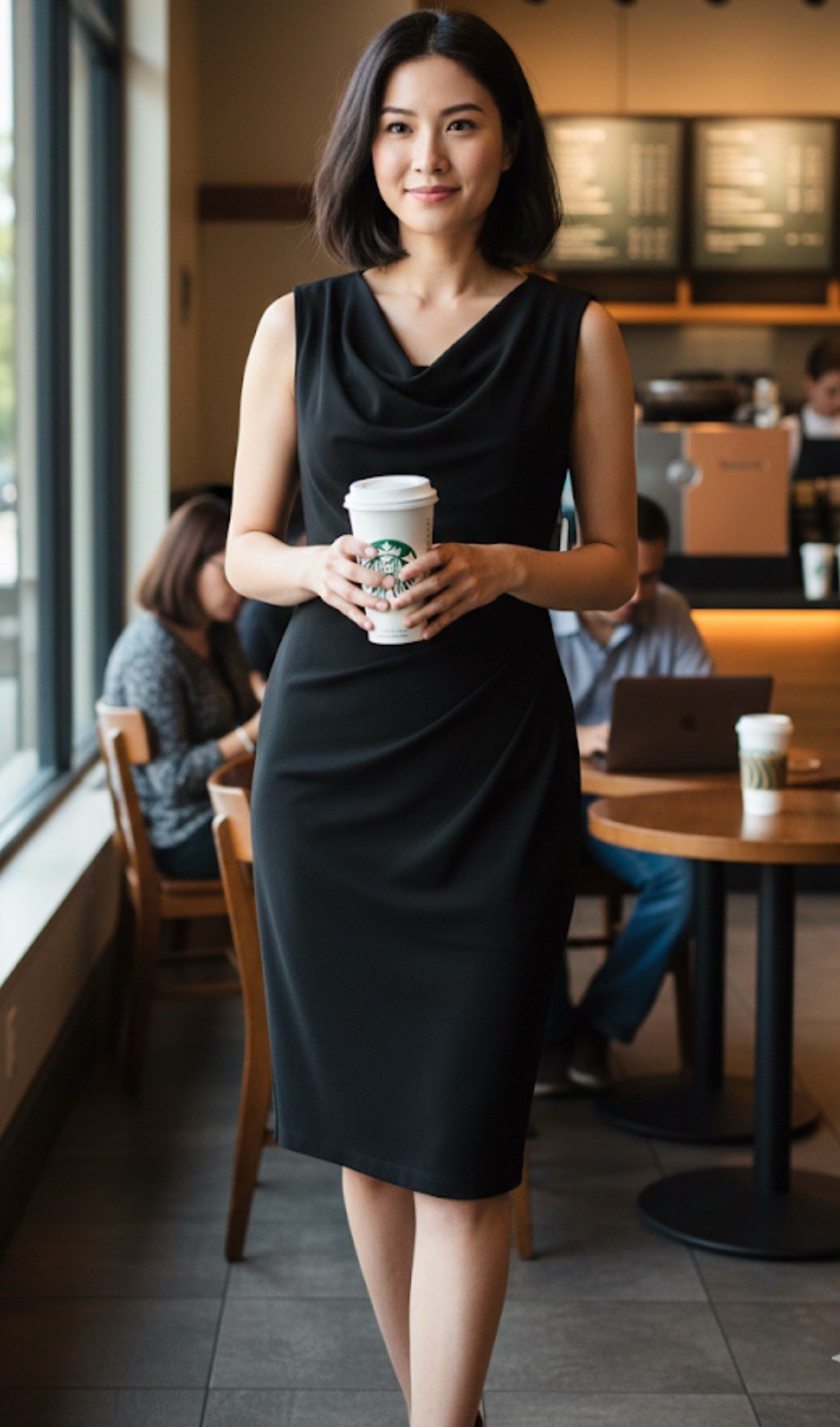 Calvin Klein Womens Pleated Sunburst Dress Black Size 4P New thumbnail 4