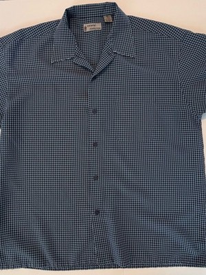Pineapple Connection Men's Navy Check Short-Sleeve Button-Down Shirt-XL