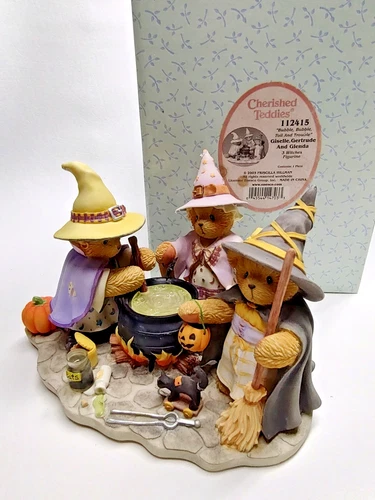 2003 Cherished Teddies 3 Witches GISELLE GERTRUDE GLENDA Lighted 112415 Figurine