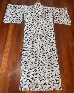 Japanese Yukata Women Navy blue/White Fan Pattern 100% Cotton