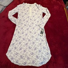 Lauren Ralph Lauren The Heiress Floral Nightgown Purple Cream Long Sleeve Medium