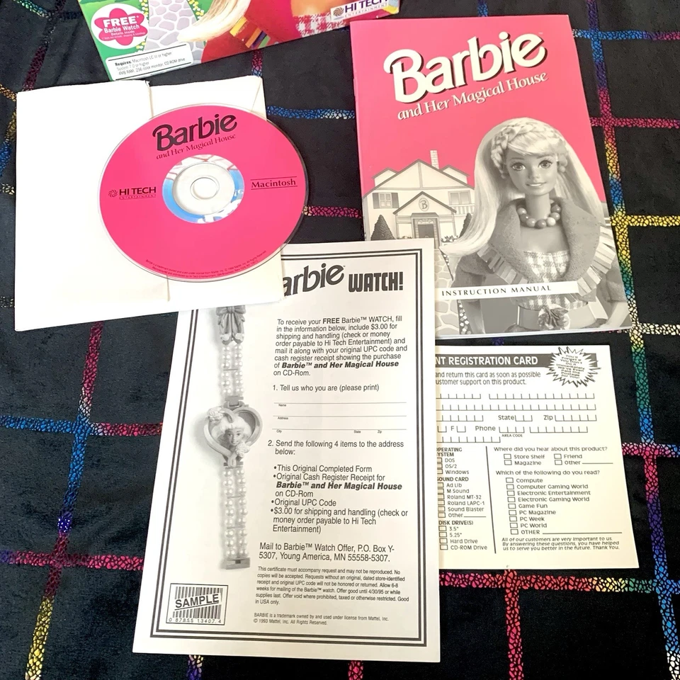 Barbie And Her Magical House - Mac 1994 VERY RARE - Game, Box & Manuals - Image 3 of 4
