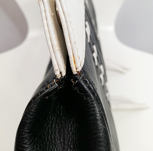 Black And Off White Cow Leather Clutch Bag - Picture 7 of 7