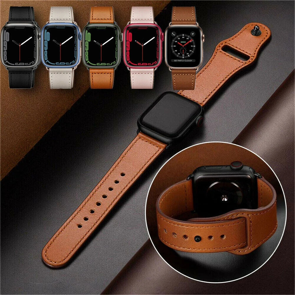 Per Apple Watch Series 9 8 7 6 5 Vera Pelle Iwatch Cinturino