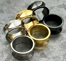 PAIR Thick Steel Saddle Tunnels Double Flare Plugs Earlets Gauges Body Jewelry