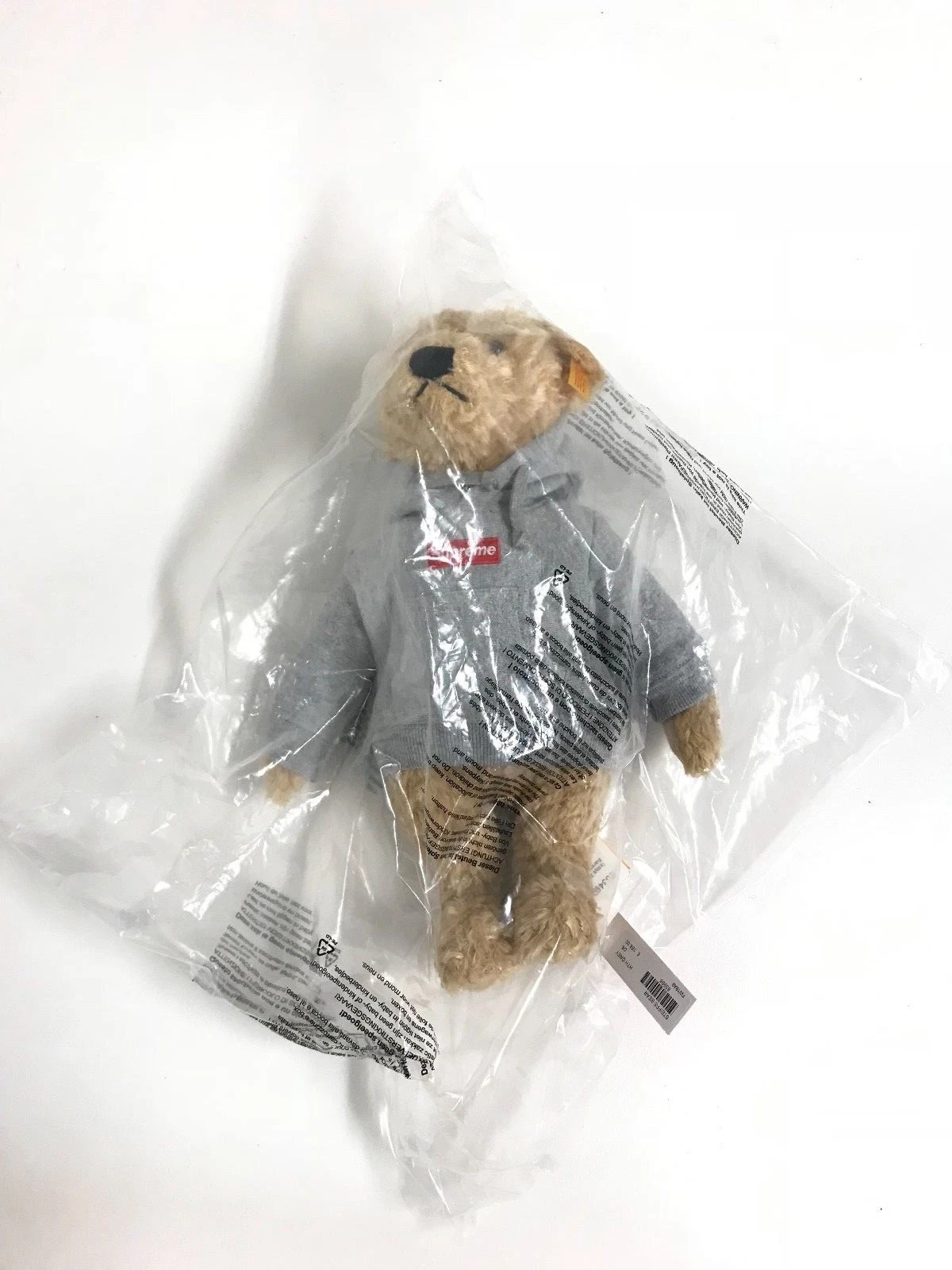 SUPREME X STEIFF BEAR   SWEAT À CAPUCHE LOGO BOÎTE GRIS BRUYÈRE (convient au sweat à capuche bogo bébé)