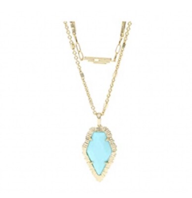 KENDRA SCOTT • Tessa Gold Multi Strand Necklace in Light Blue Magnesite 