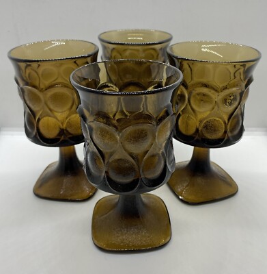 Noritake Spotlight Walnut Brown Square Base Water Glasses Set Of 4 EUC