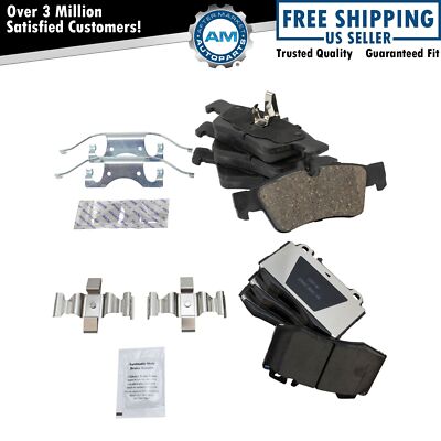 AM Autoparts Premium Posi Ceramic Brake Pad Set – Front & Rear Kit For GMC Chevy Trucks, Sierra, Silverado, Suburban, Yukon, Hummer H2