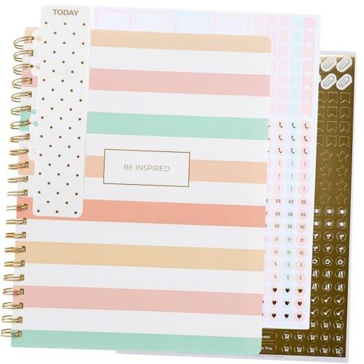 Daily Weekly Monthly Planner 2024-2025 - 8.5” x 11” for Large Pastel Stripes
