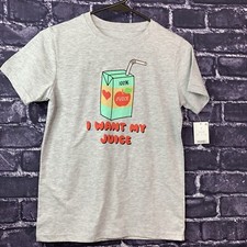 Hybrid Boys Medium Gray " I Want Juice" Juice box Shirt