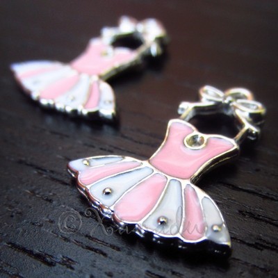 Ballet Tutu Charms Wholesale Pink Enamel Pendant Findings C3486 - 2, 5 Or 10PCs