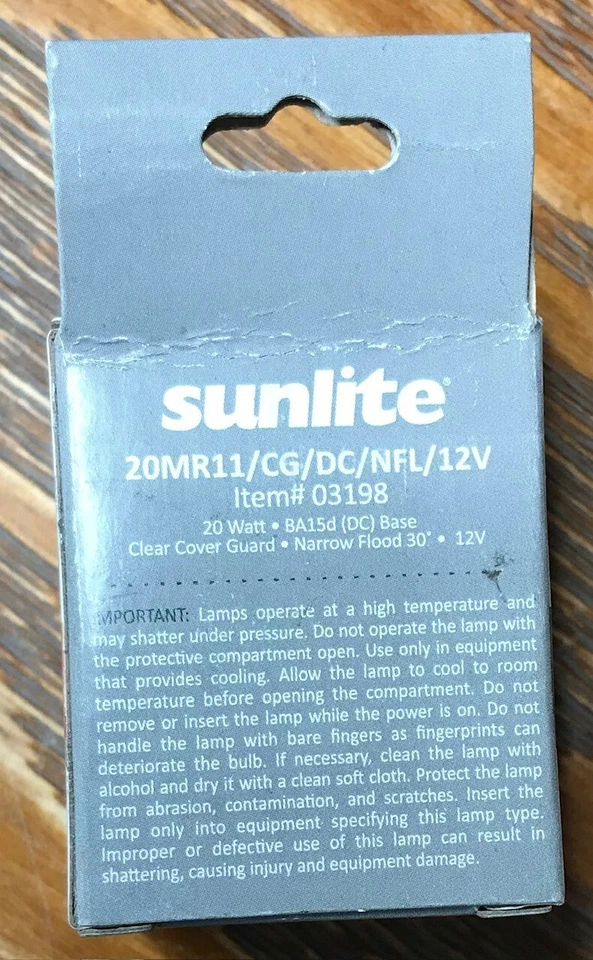 Sunlite 20 Watt 12 Volt FSV MR11/CG/DC/NFL/12V UV Lamp NEW - Image 2 of 4