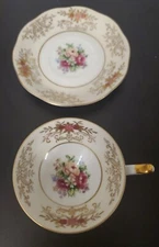 Del Mar Japan 24 Kart Gold Hand Paint Beautiful Tea Cup and Saucer
