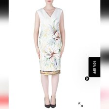 Joseph Ribkoff Floral Tea Length Dress | Size 10 | Pastel Spring Dress