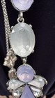 Vintage Multi Chain Necklace Blue Floral Stone Inserts /Silvertone Chain 19”Drop — photo 10