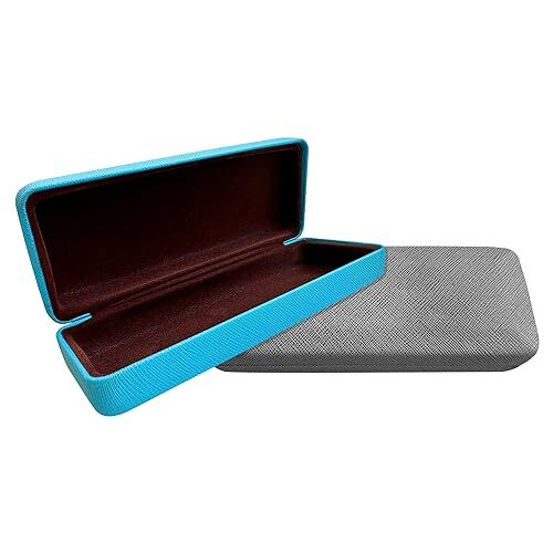 Metal Hard Shell Glasses Case - Lightweight Glasses Case Unisex Eye Blue/Grey