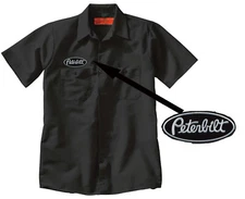 Black PETERBILT Truck Embroidered Black PATCH + Mechanic WORK SHIRT Trucking