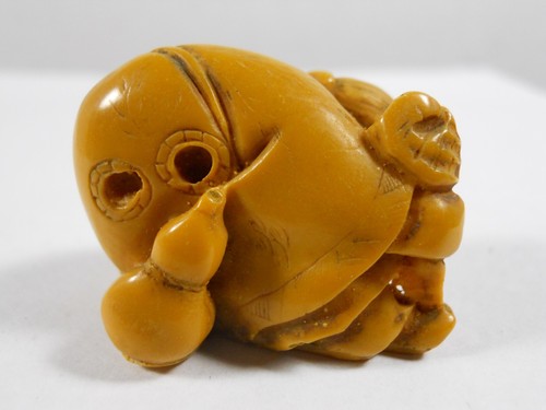 Lote vintage 2 mini figuras de resina Netsuke asiáticas japonesas decoración retro - Imagen 12 de 17
