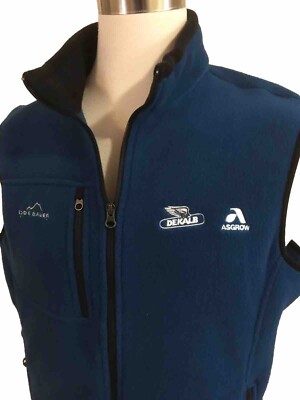Eddie Bauer Blue-Green Fleece Men s Zip Front Vest Large DeKalb Asgrow 3 Pockets