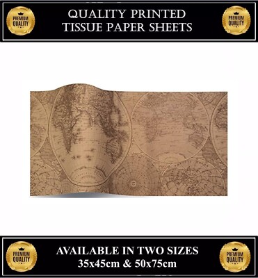 Alte Weltkarte Drucke Seidenpapier Blätter Atlas gemustert Geschenkpapier - 2 Größen