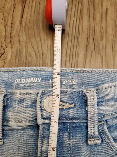 Old Navy Hi-rise Rockstar Jeggings 360° Stretch Girls 12 Light Wash Distressed - Picture 7 of 13