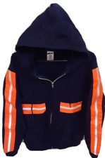 Enhanced Visibility Hooded Sweatshirt Full Zip Jerzees NuBlend, Navy