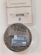 Gedenkpr&auml;gung Banknoten der DDR, Neusilber, mit 100 DDR Mark Farbaufkleber, M146