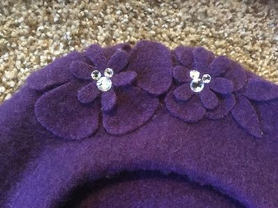 Purple Rhinestone Beret Fully Rhinestone covered Beret Hat > Hats , Caps > Mezon  main image 4
